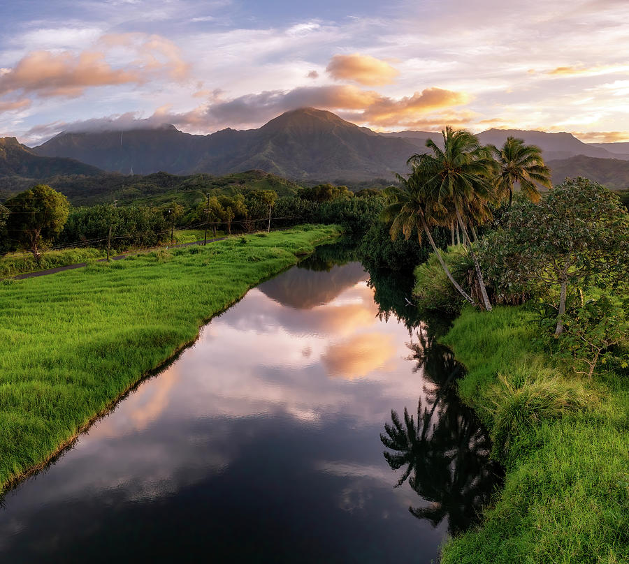 Hanalei River Sunset Photograph by Christopher Johnson