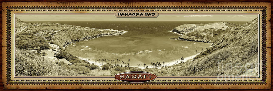 Hanauma Bay Vintage Hawaiian Style Panoramic Photograph Photograph by Aloha Art