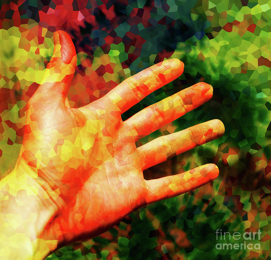 hand and color abstract background. Structure background. Mixed Media