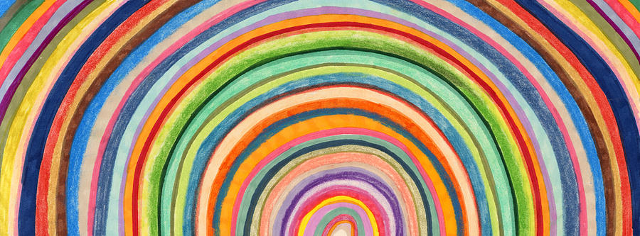Hand coloured circular stripes background patter Drawing by Beastfromeast