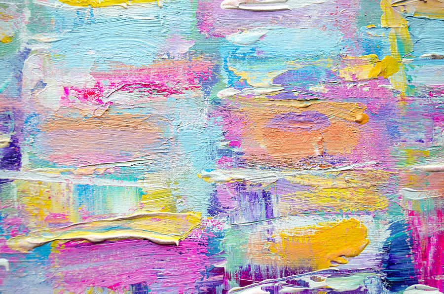 Hand Drawn Acrylic Painting. Abstract Art Background. Acrylic Painting On Canvas. Color Texture. Fragment Of Artwork. Brushstrokes Of Paint. Modern Art. Contemporary Art. Colorful Canvas. Close Up. Photograph