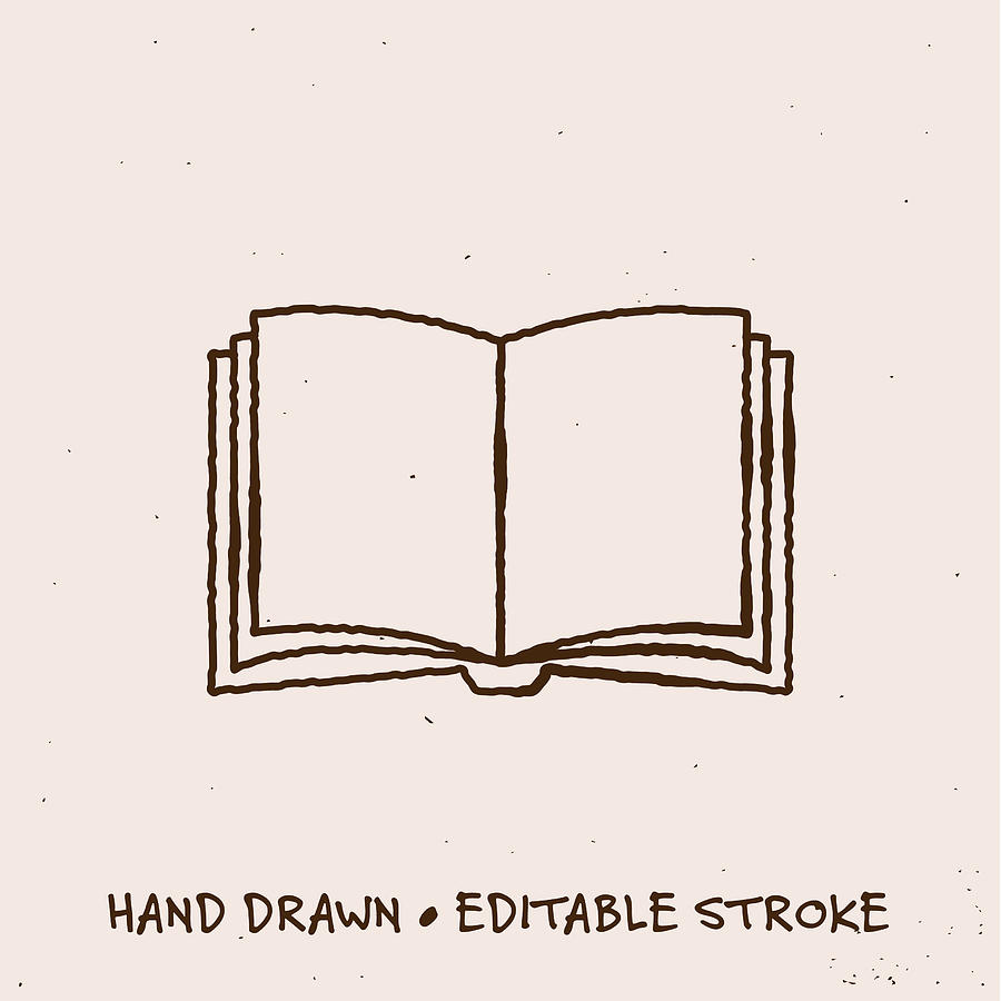 Hand Drawn Book Icon with Editable Stroke Drawing by Esra Sen Kula