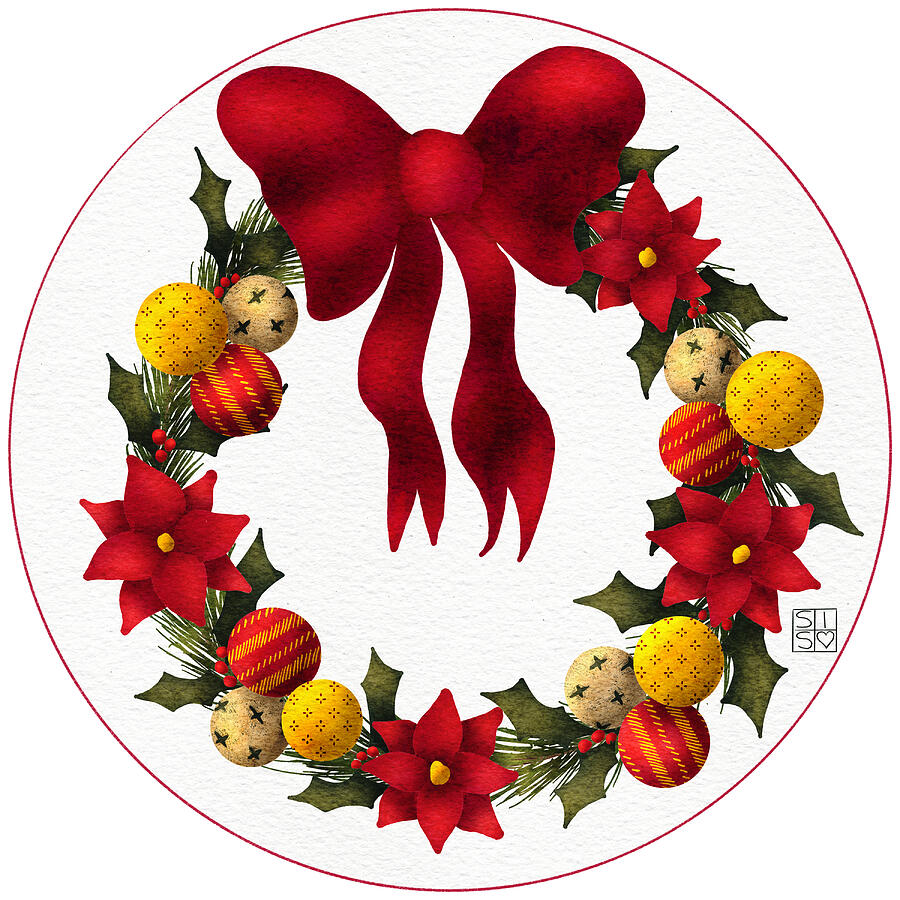 Hand-drawn Botanical Christmas Wreath Artwork Digital Art by Snow Iris Studio Hand-drawn Botanical Christmas Wreath Artwork Digital Art by Snow Iris Studio