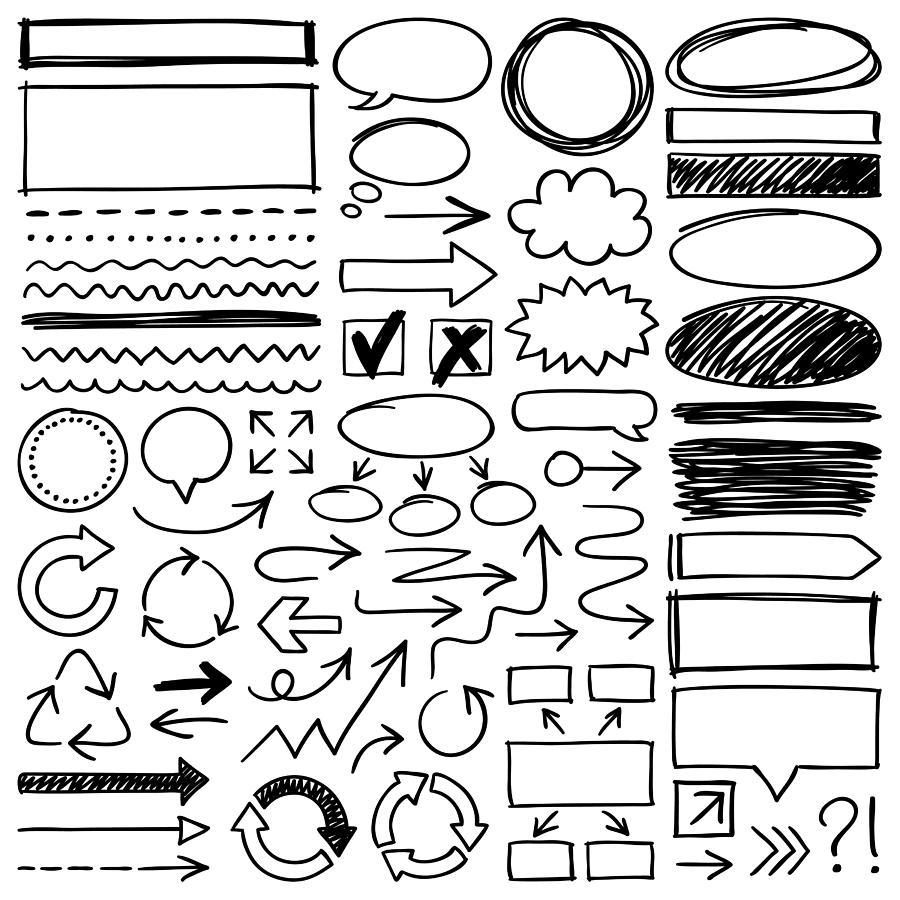 Hand drawn design elements Drawing by Ulimi