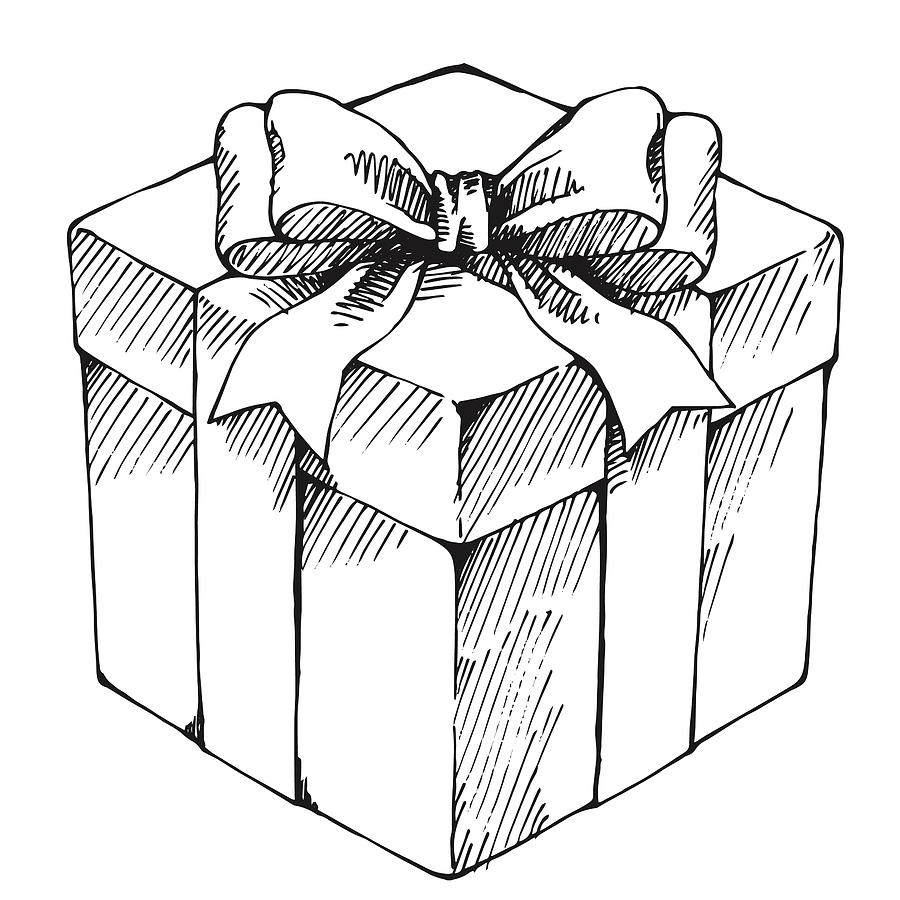 Hand Drawn Gift Box Drawing by Saemilee