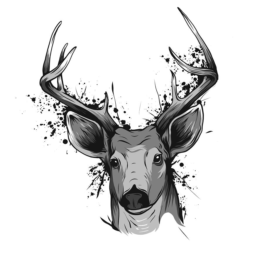 Cute baby deer head. ink and watercolor drawing - Stock Illustration  [81933676] - PIXTA