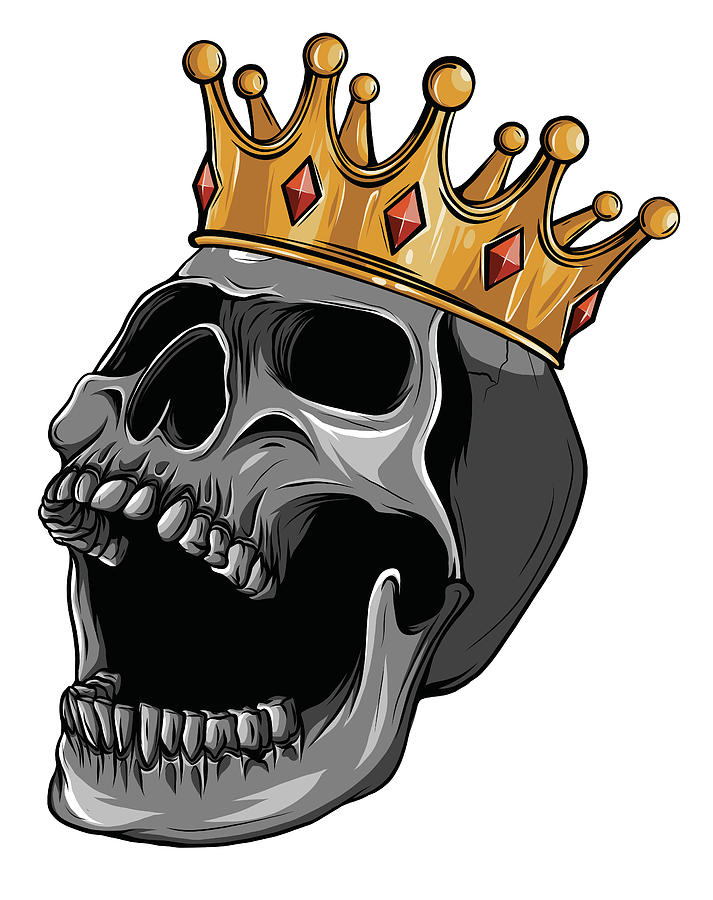 Hand drawn king skull wearing crown. Vector illustration Digital Art by