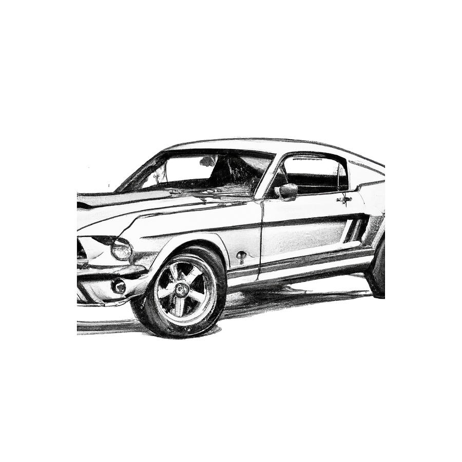 Hand Drawn Mustang Sketch Digital Art By Alberto Waizel Fine Art America 