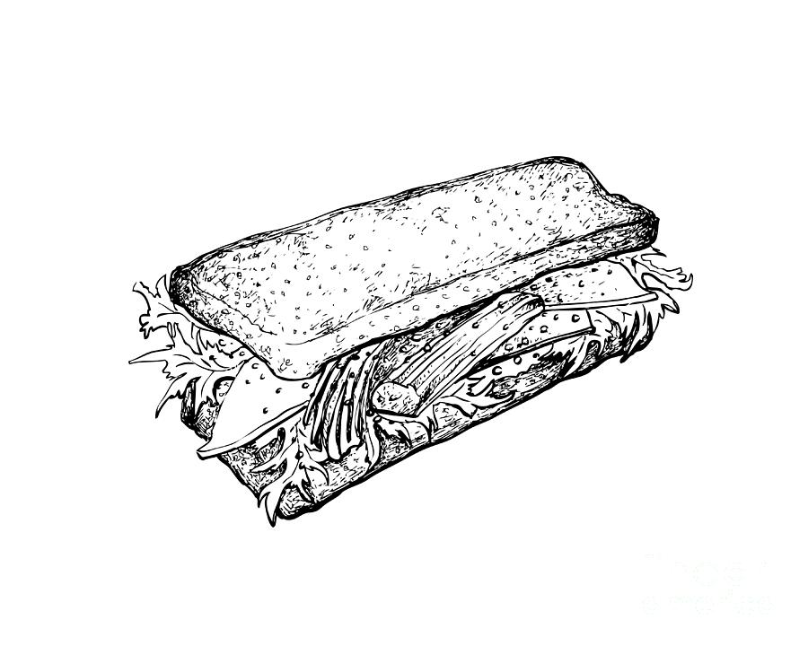 subway sandwich drawing