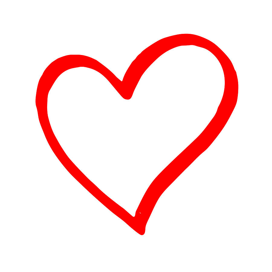 Hand drawn red vector heart line art on white background Drawing by Dimitris66