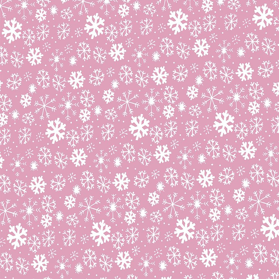 Hand Drawn Snowflake Snowstorm With Marshmallow Pink Background ...