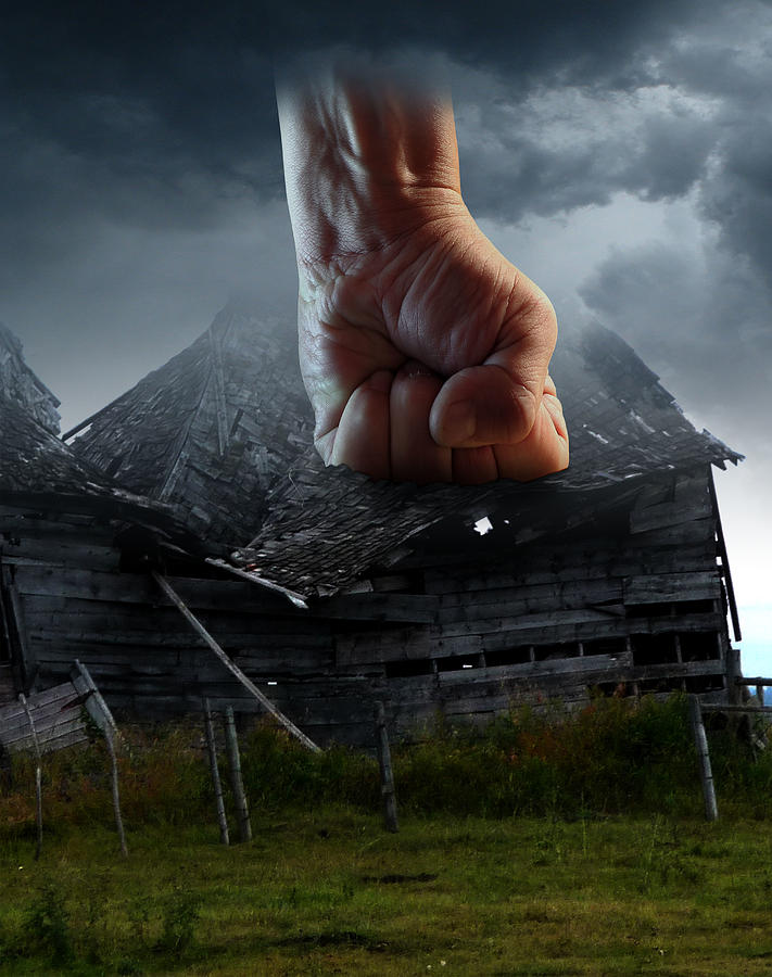 Hand Fist And House Falling Apart Surreal Photograph