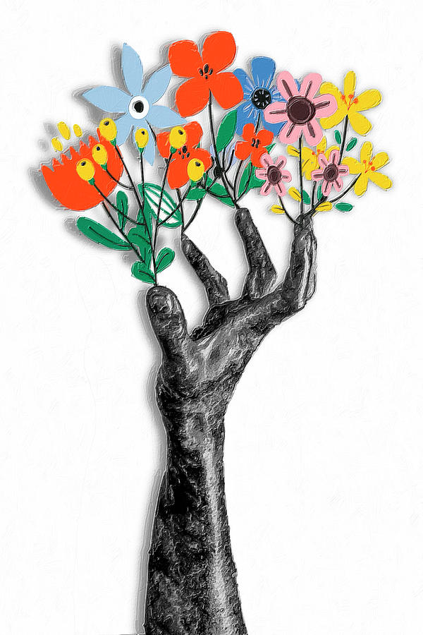 Hand Flower Tree Floral Painting by Tony Rubino