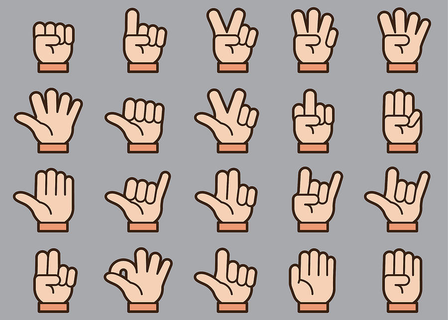 Hand Gestures Icons Set Drawing by Supphawat Satichob