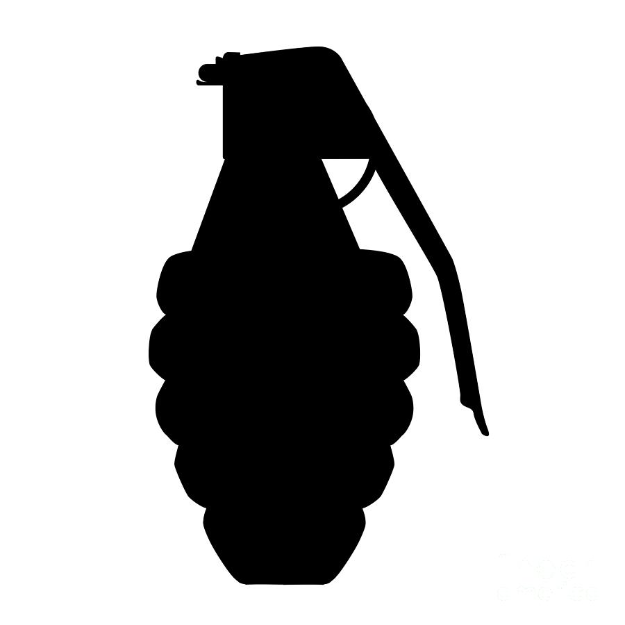 Hand Grenade Silhouette Digital Art by Bigalbaloo Stock - Fine Art America