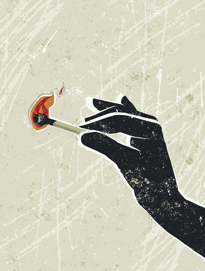 Hand Holding a Burning Match Drawing by Mhj Hand Holding a Burning Match Drawing by Mhj