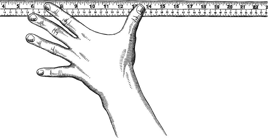 Hand holding a ruler Drawing by Mecaleha