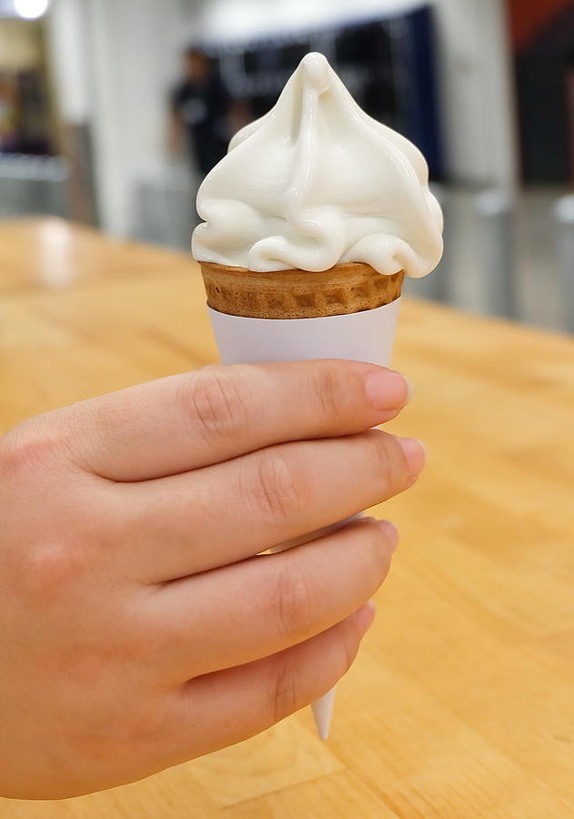 Hand Holding Vanilla Soft Ice Cream Cone Photograph by Arayabandit