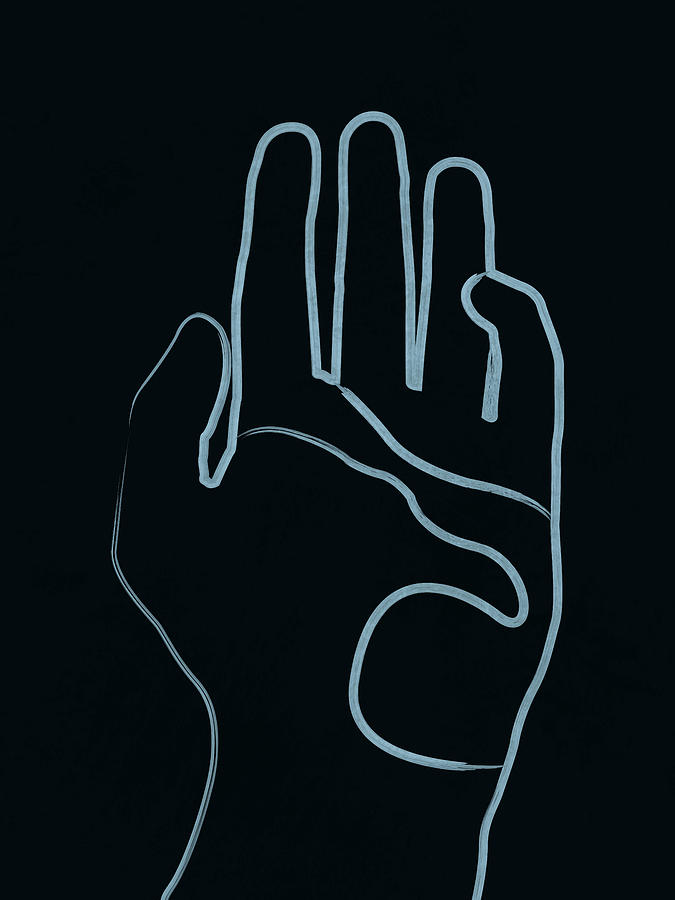 Destiny Is In Your Hands - Minimal Line Art - Blue Mixed Media