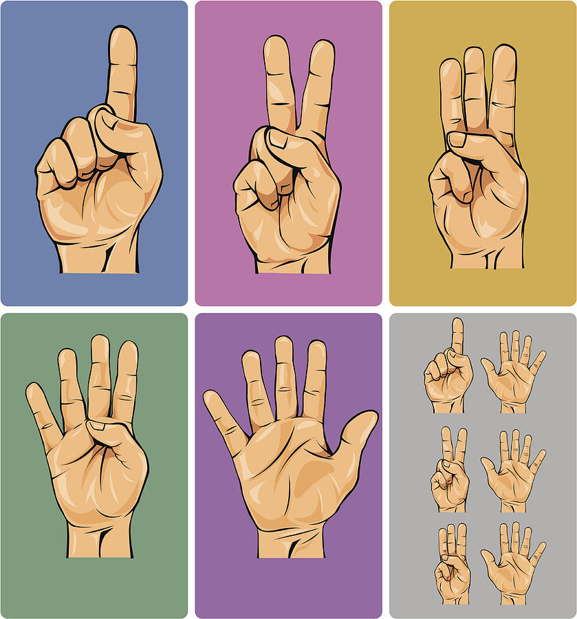 Hand Numbers Drawing by Susaro