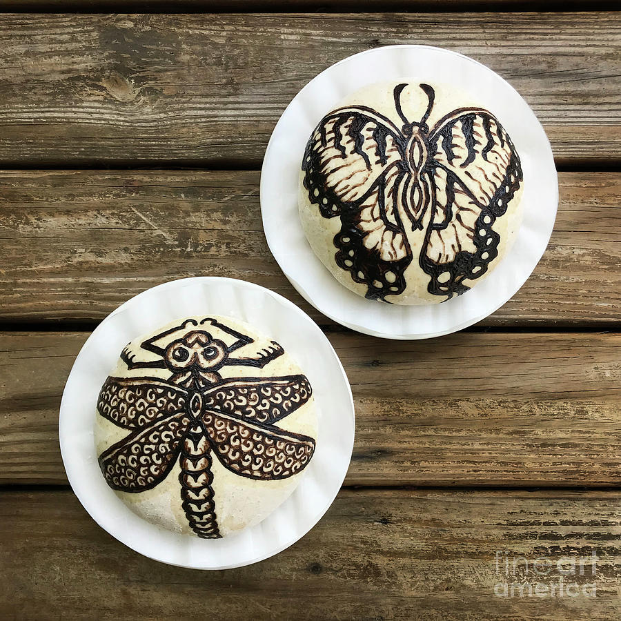 Hand Painted Dragonfly and Butterfly Sourdough 1 Photograph by Amy E Fraser