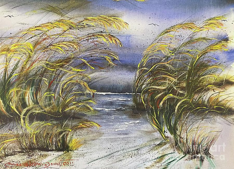Gold Highlights on Giclee Wild Oats  Mixed Media by Catherine Ludwig Donleycott