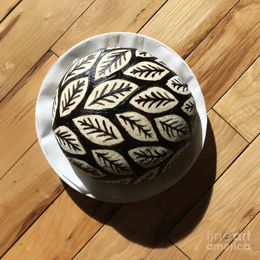 Hand Painted Sourdough Botanical Pattern Boule 1 Photograph by Amy E Fraser