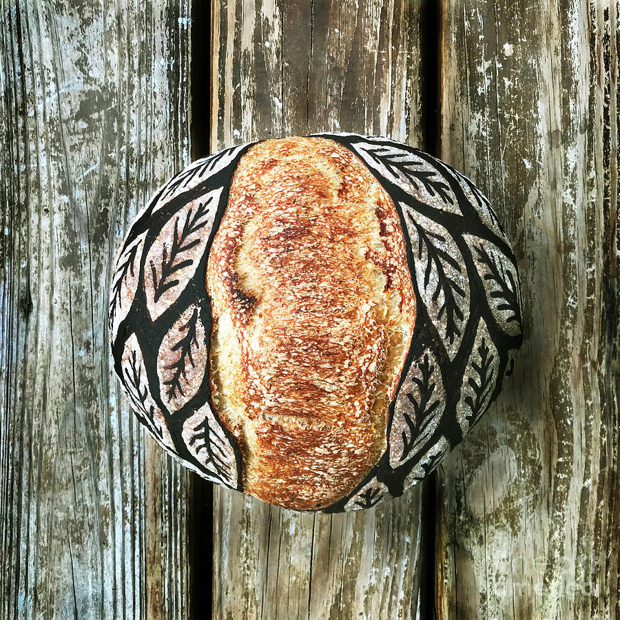 Hand Painted Sourdough Botanical Pattern Boule 3 Photograph by Amy E Fraser