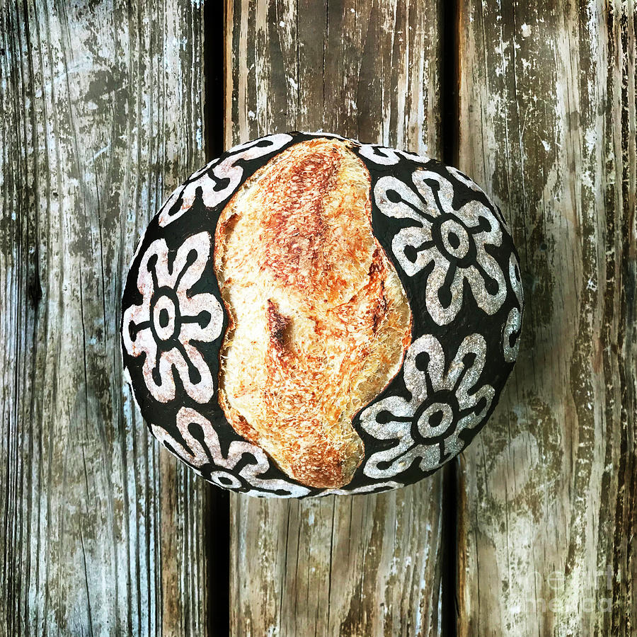 Hand Painted Sourdough Botanical Pattern Boule 4 Photograph by Amy E Fraser