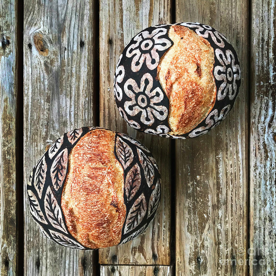 Hand Painted Sourdough Botanical Pattern Boule 5 Photograph by Amy E Fraser