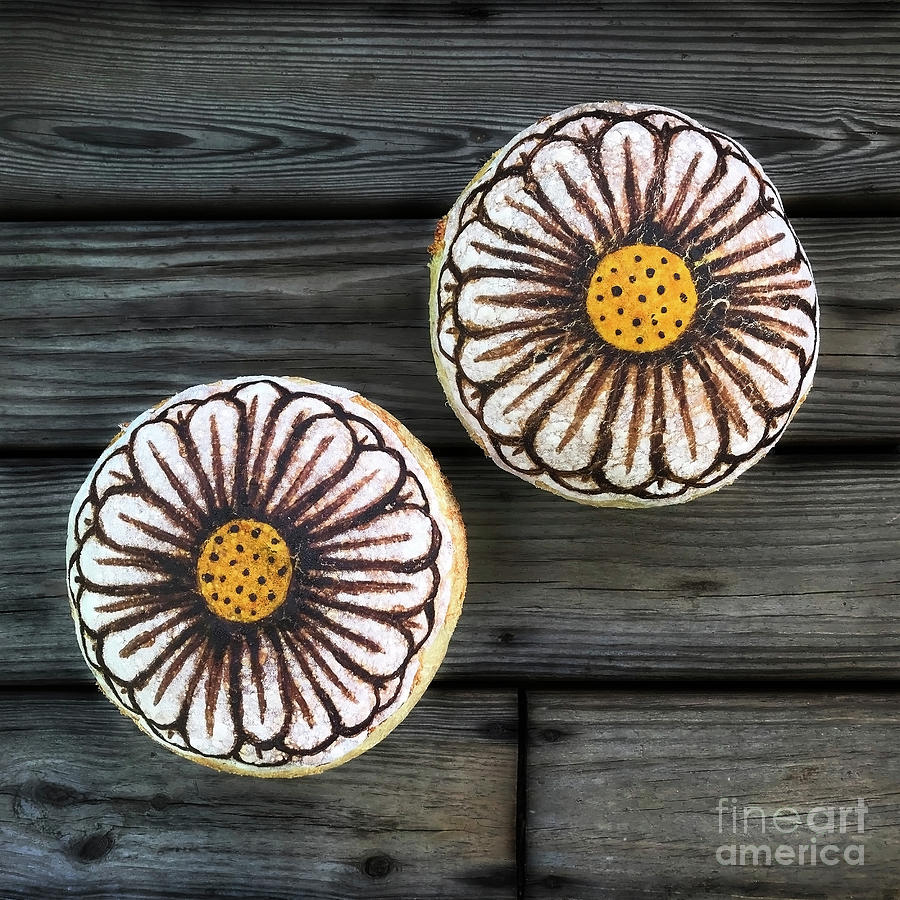 Hand Painted Sourdough Daisy Duo 2 Photograph by Amy E Fraser