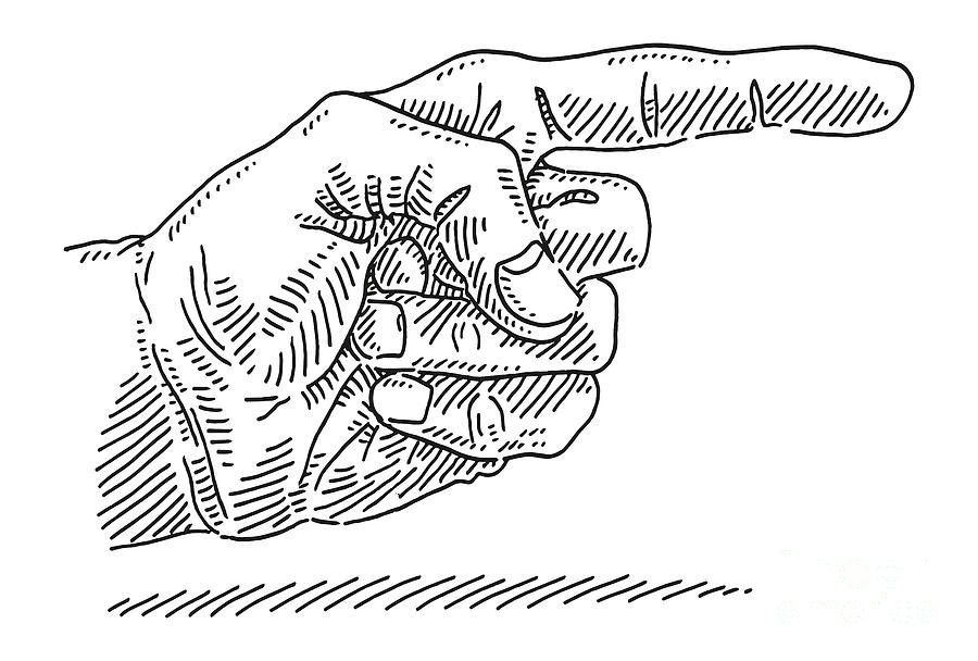 hand pointing line drawing