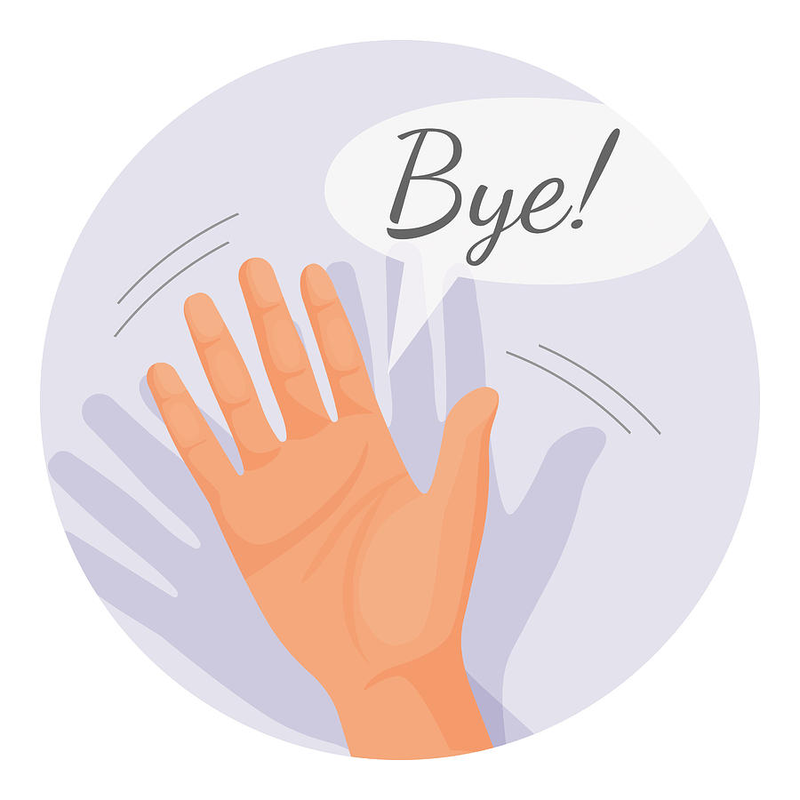 Hand waving goodbye vector illustration in round circle isolated Drawing by Godruma