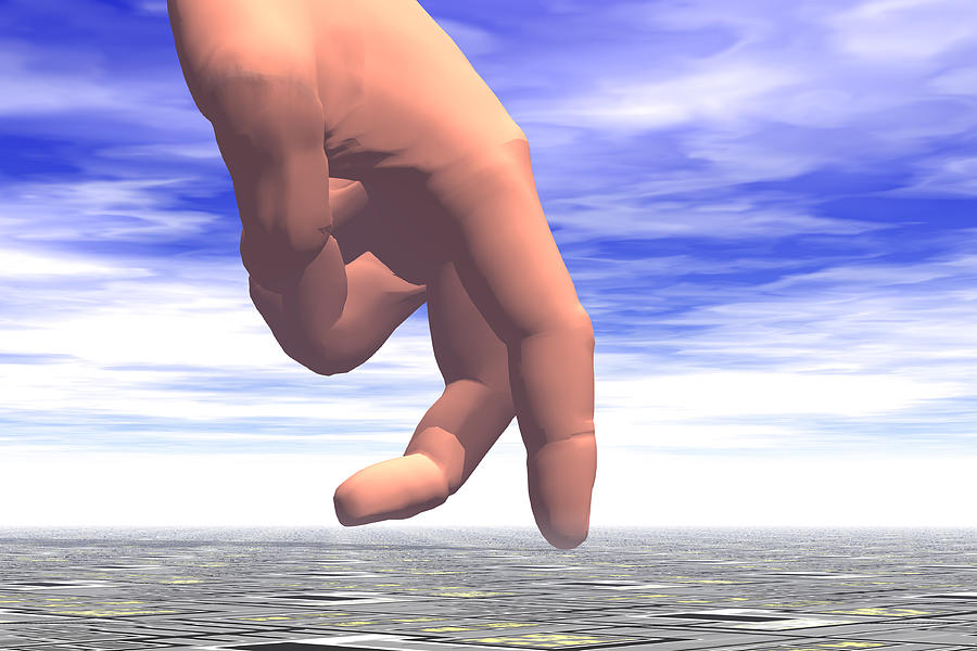 Hand With Fingers Walk Across Land With Blue Sky In The Background Drawing by Rubberball/Clark Dunbar