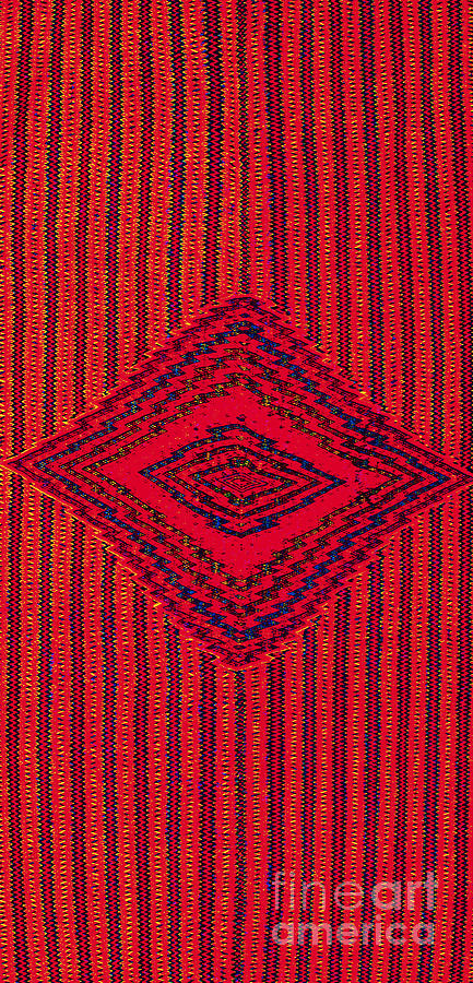 Mayan Tapestry - Textile - Hand Woven Vintage Aztec Tribal Mestizo Folk Mesoamerican Hispanic Saltillo Serape circa 1850 by Peter Ogden