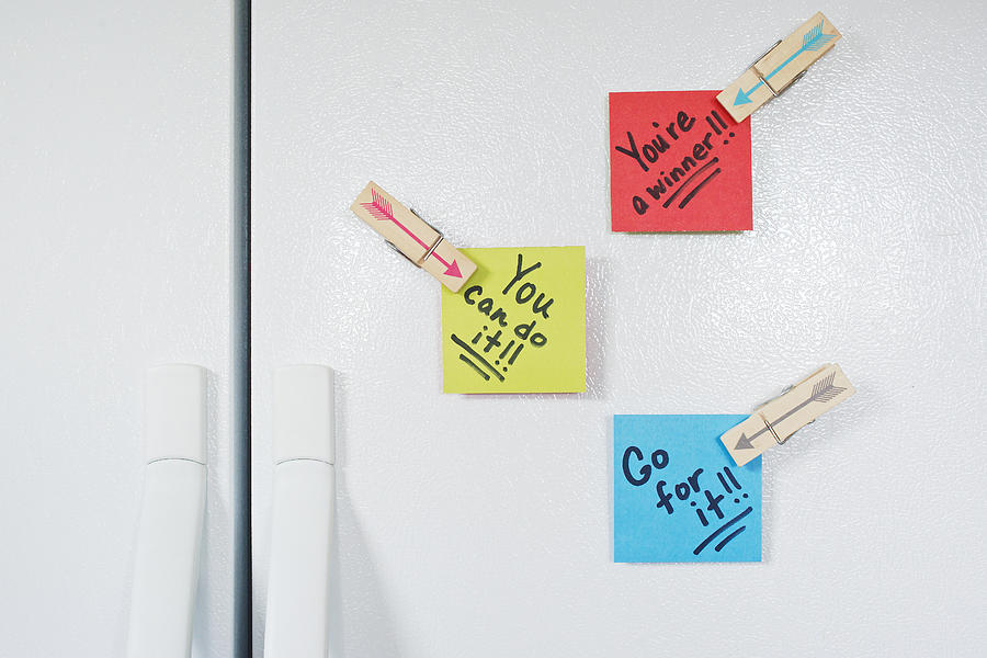 Hand written notes posted on a refrigerator Photograph by Melissa Ross