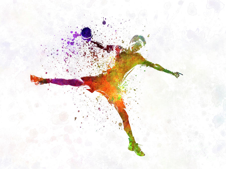 Handball player in watercolor Painting by Pablo Romero