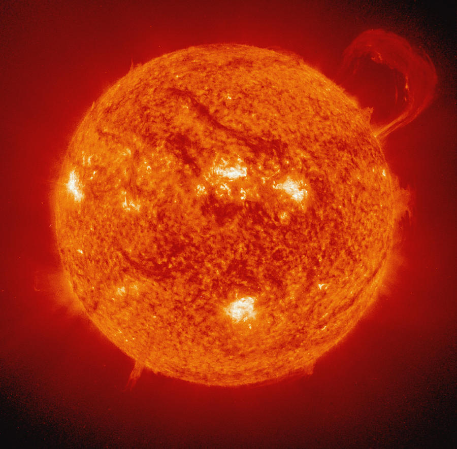 Handle shaped Prominence on sun, satellite view Photograph by Stocktrek