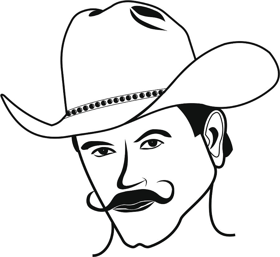 Handlebar Cowboy Drawing by Heartbar
