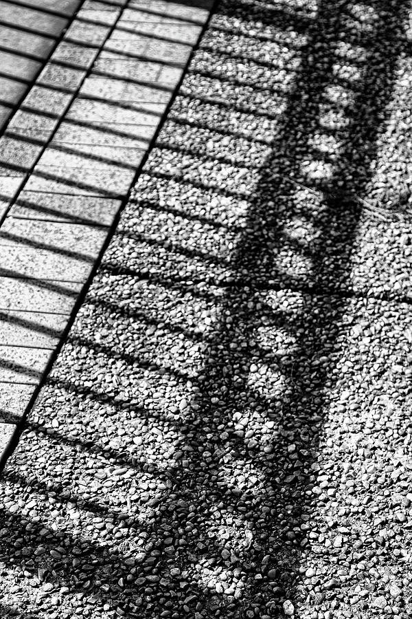 Handrail Shadow on Sidewalk Abstract Photograph by Bob Decker