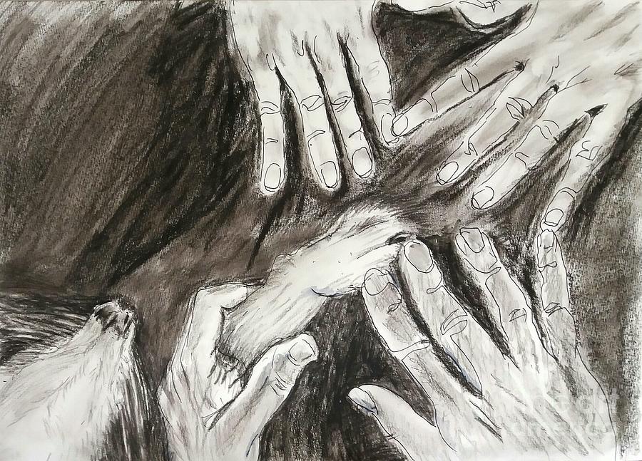 Hands and Paws Drawing by James McCormack