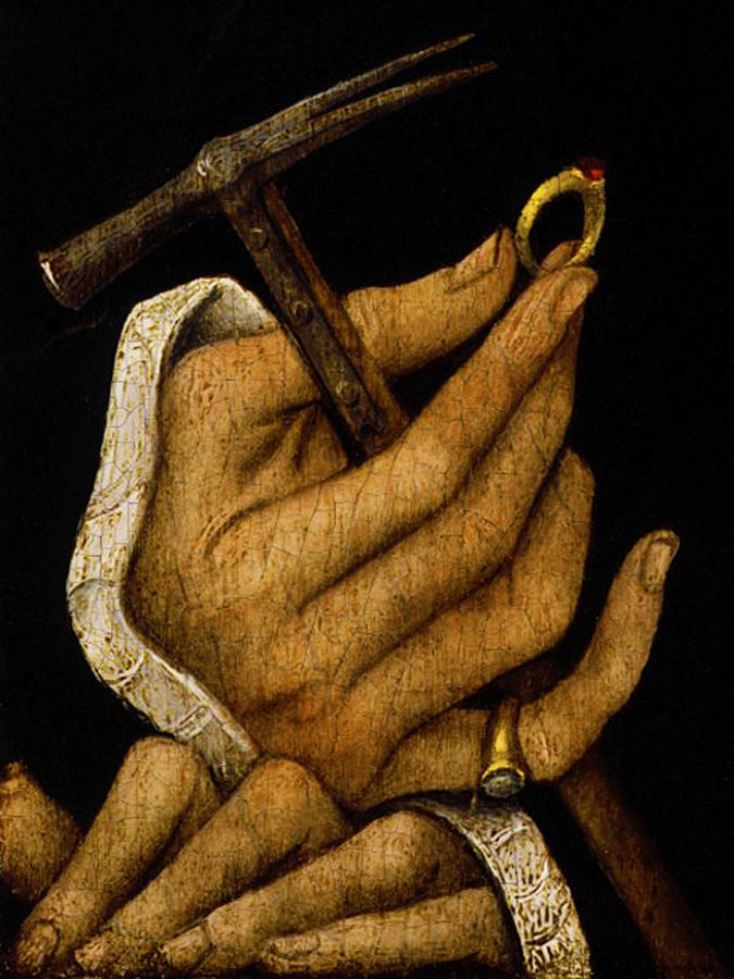 Hands And Ring And Hammer Classic Painting by Tony Rubino