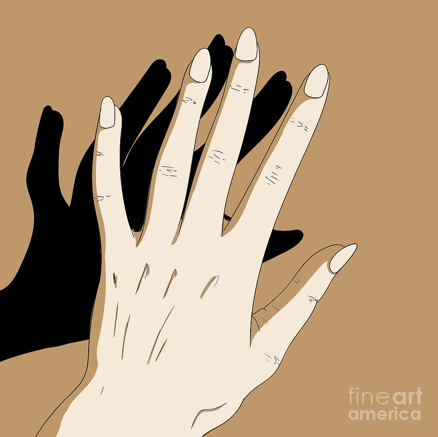 Hands And Shadows - Line Art Graphic Illustration Artwork Digital Art by Sambel Pedes