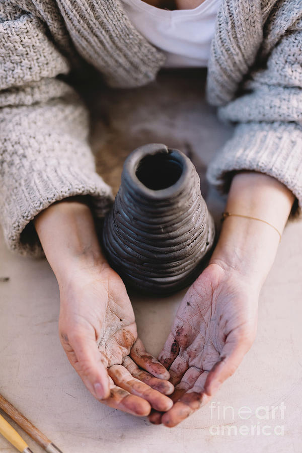 Hands in clay in pottery ceramics workshop Photograph by Michal ...