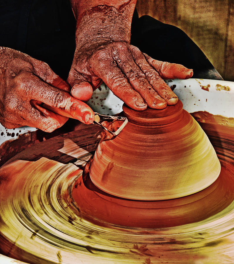 Hands of Basque potter Photograph by Bill Jonscher