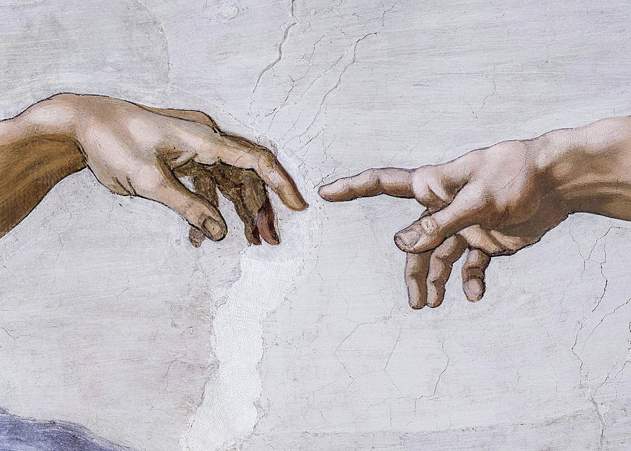 Hands of God and Adam, Sistine Chapel Ceiling Painting by Michelangelo ...
