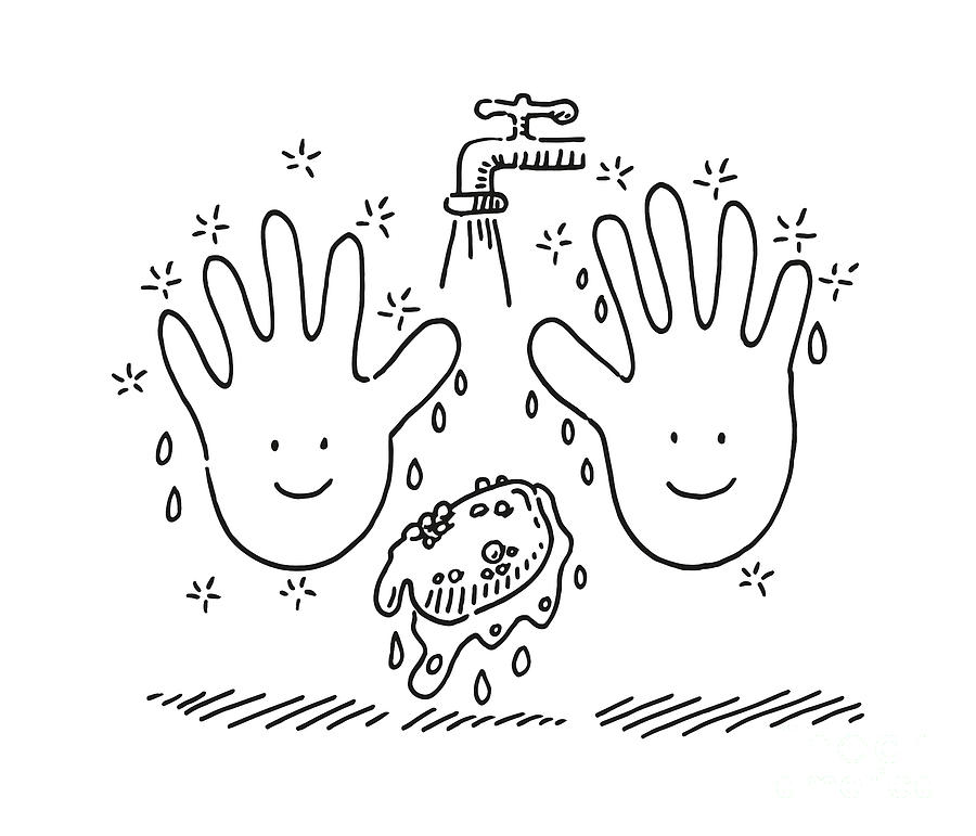 Washing hands recommended, vector illustration drawing sign Stock Vector |  Adobe Stock
