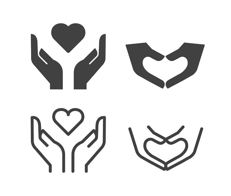 Hands with Heart Shape - Illustration Icons Drawing by -victor-