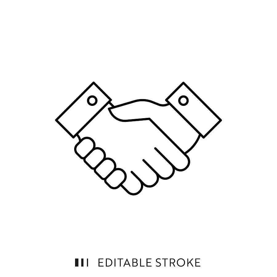 Handshake Icon with Editable Stroke and Pixel Perfect. Drawing by Esra Sen Kula