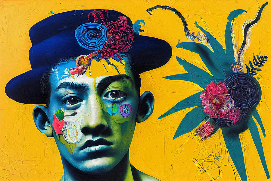 Handsome boy with floral hat surreal art salvad bea922e043 0fc7 645dd7 ...